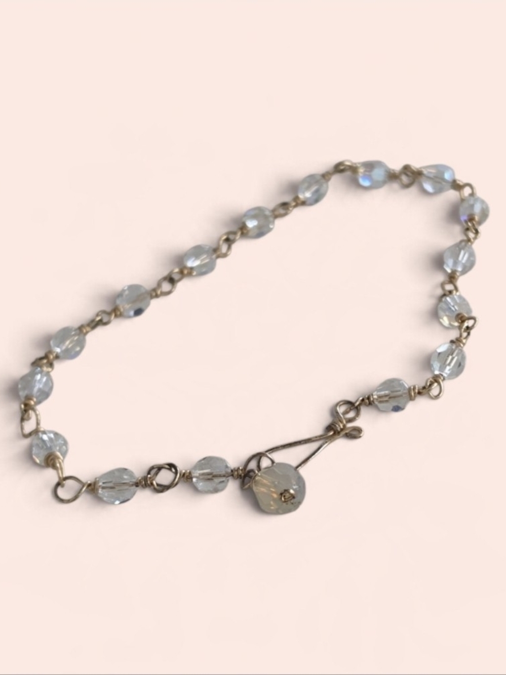 Handmade Clear Crystal Wire-Wrapped Necklace